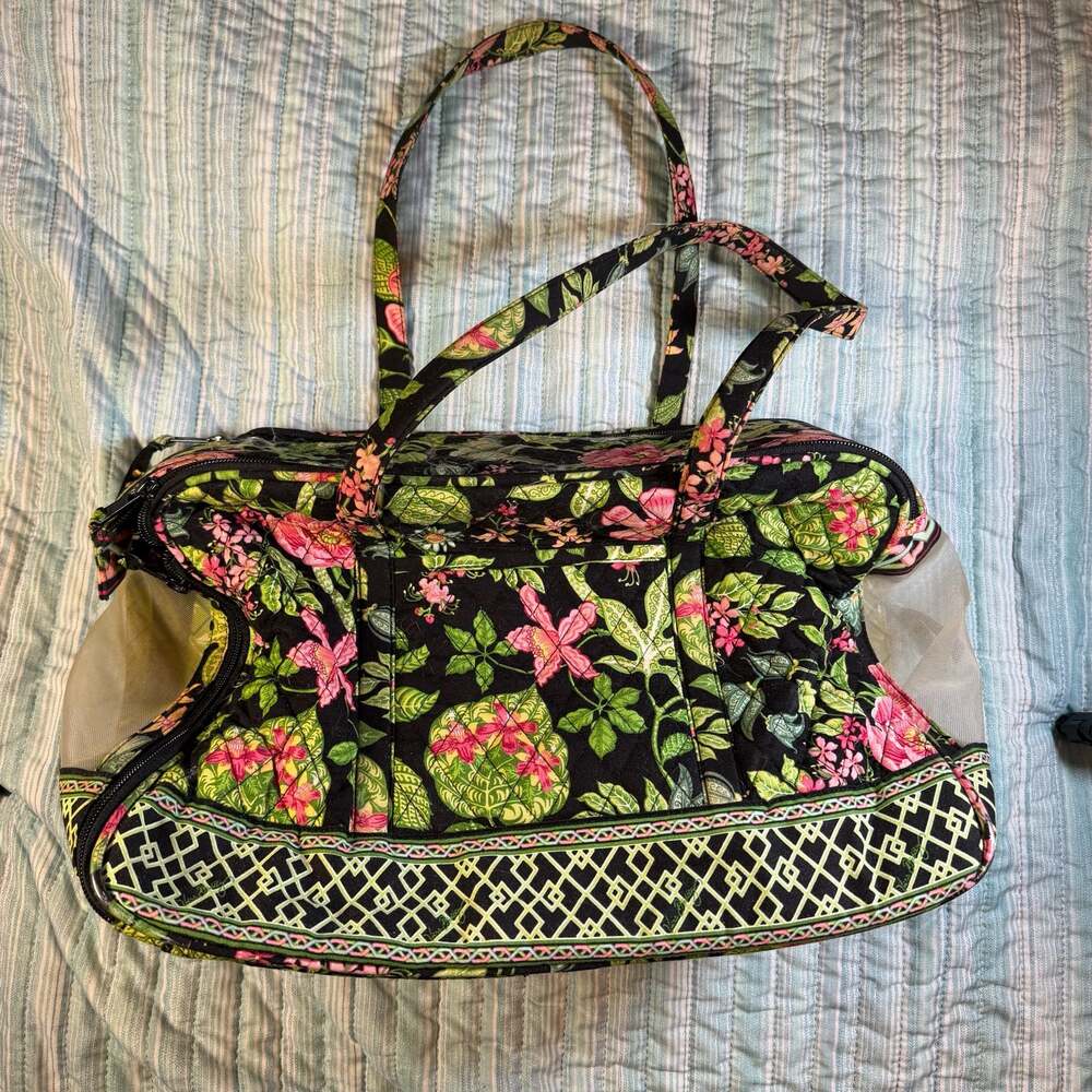 Vera Bradley Botanica Pattern Retired Zippered Tote Shoulder Bag